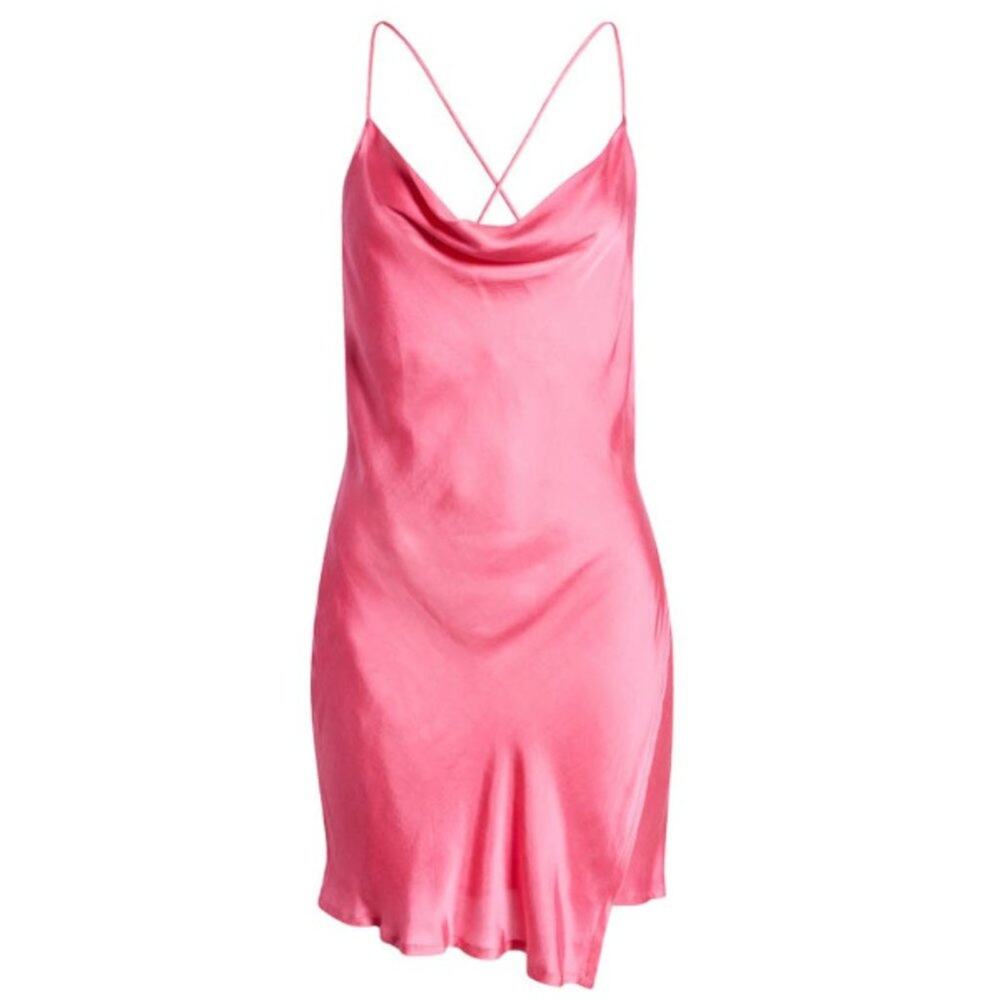 New ~ AREA STARS ~ Zoey Satin Minidress In Pink S 100% VISCOSE - Picture 8 of 8